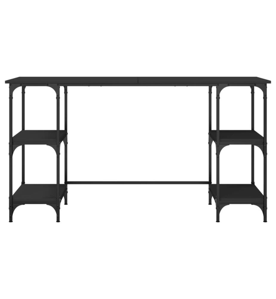 Scrivania nero 140x50x75 cm metallo e legno ingegnerizzato