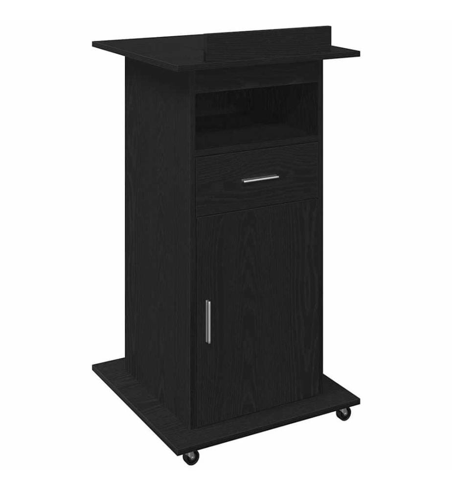 Podium con ruota Quercia nera 55 x 55 x 107 cm Legno di ingegneria