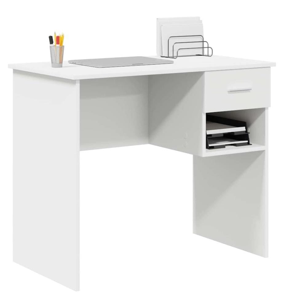 Scrivania con cassetto Bianco 90 x 49 x 75 cm Legno ingegnerizzato