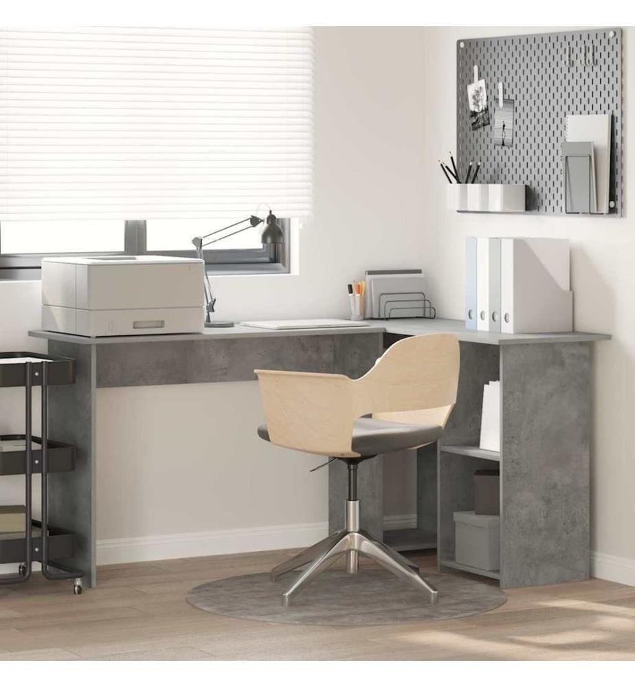 Scrivania Grigio cemento 142 x 102 x 73 cm Legno ingegnerizzato