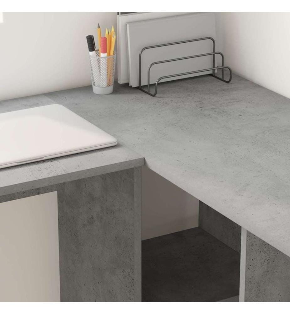 Scrivania Grigio cemento 142 x 102 x 73 cm Legno ingegnerizzato