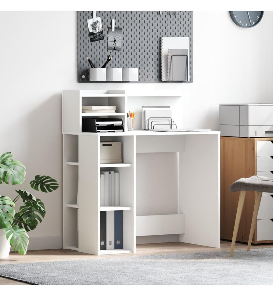 Scrivania con scaffale Bianco 90 x 48 x 101,5 cm Legno ingegnerizzato