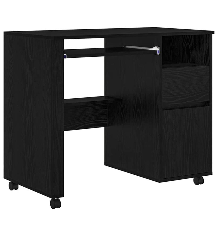 Scrivania con ruote Quercia nera 91 x 50 x 77 cm Legno ingegnerizzato