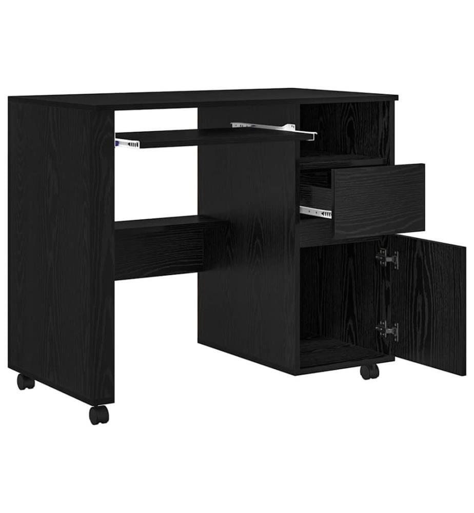 Scrivania con ruote Quercia nera 91 x 50 x 77 cm Legno ingegnerizzato