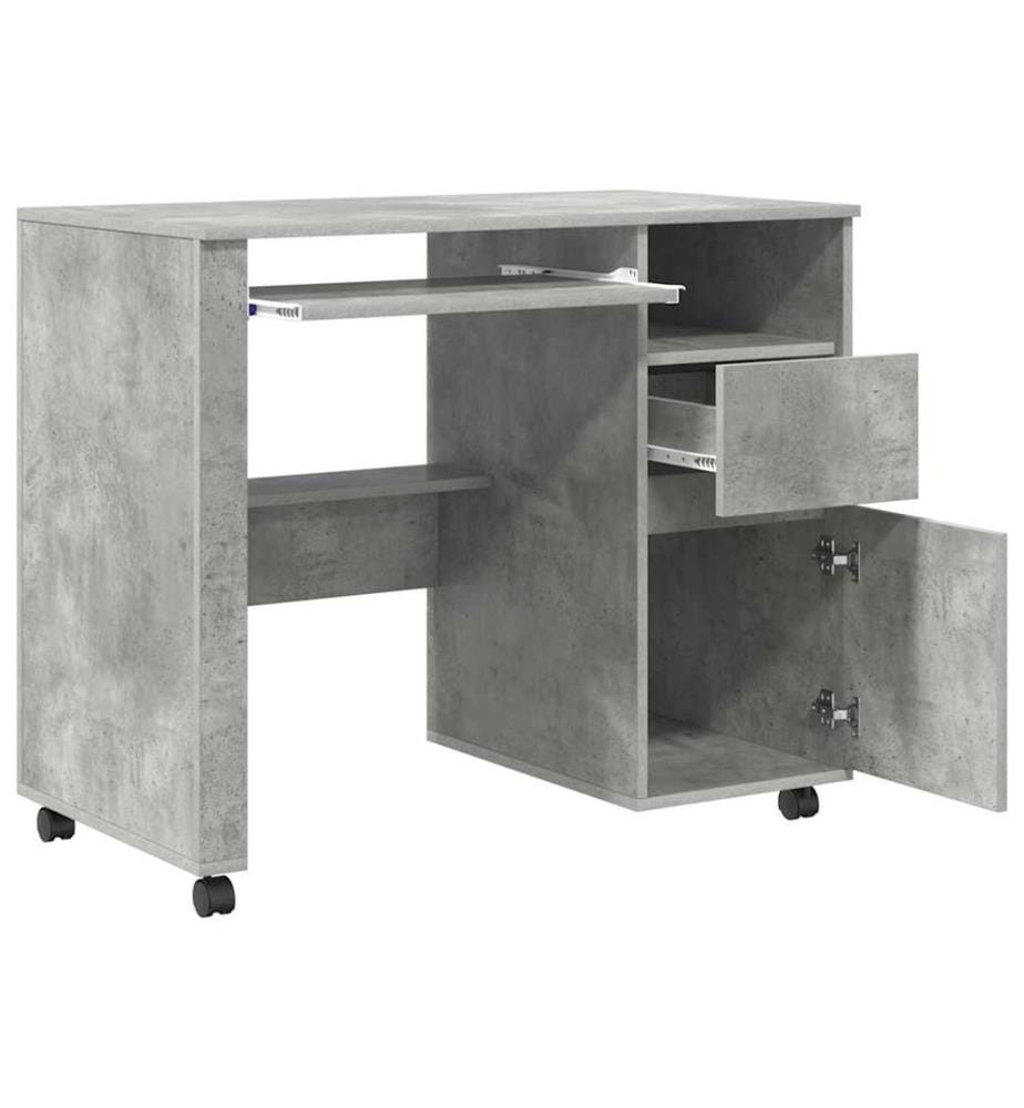 Scrivania con ruote Grigio cemento 91 x 50 x 77 cm Legno ingegnerizzato
