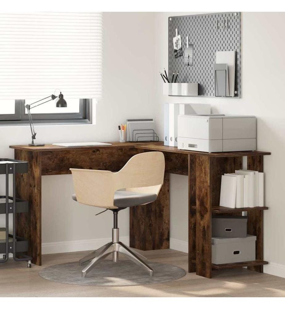 Scrivania d'angolo Quercia affumicata 140 x 113,5 x 75 cm Legno ingegnerizzato
