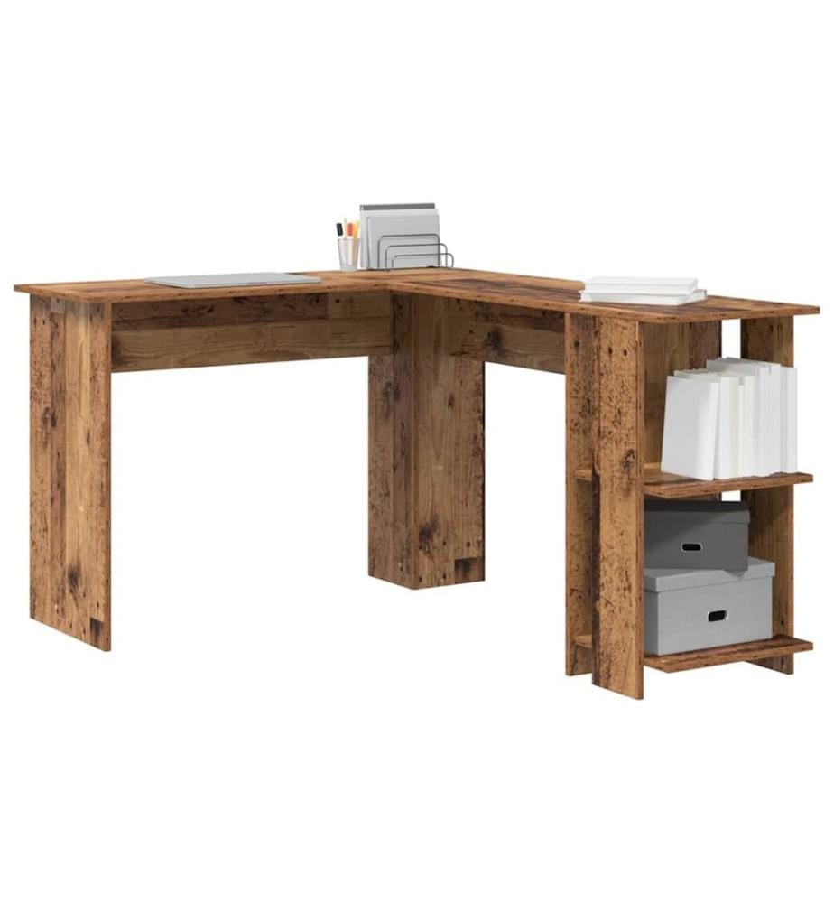 Scrivania d'angolo con scaffale Legno antico 140 x 113,5 x 75 cm