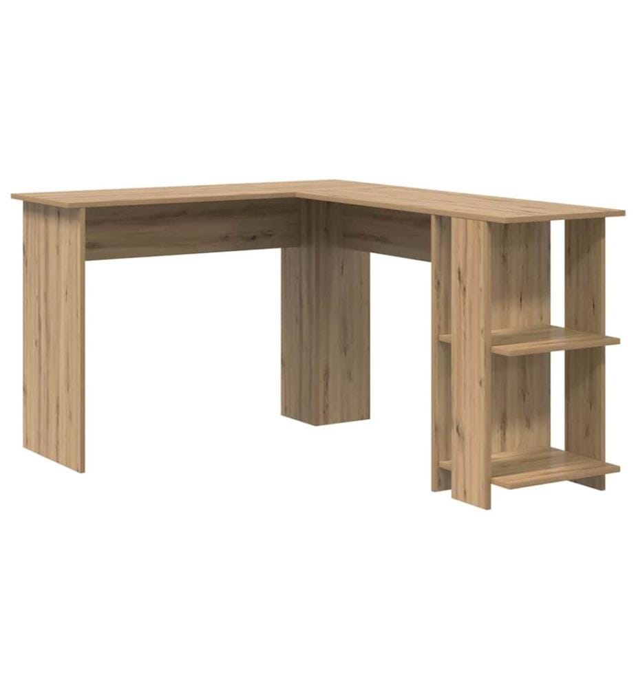 Scrivania d'angolo con scaffale Quercia artigianale 140 x 113,5 x 75 cm