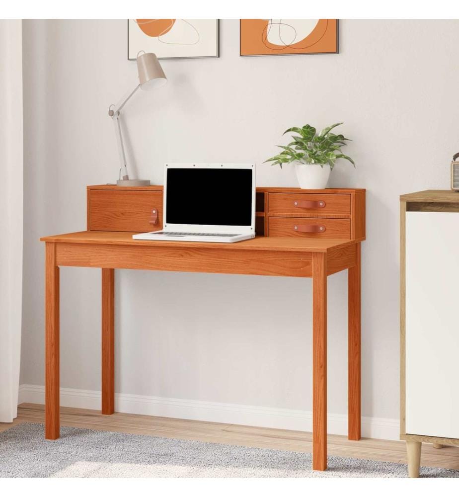 Scrivania con cassetto Cera marrone 110 x 50 x 93 cm Pino massiccio