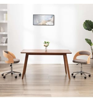Sedia girevole da ufficio Taupe Legno curvato e tessuto