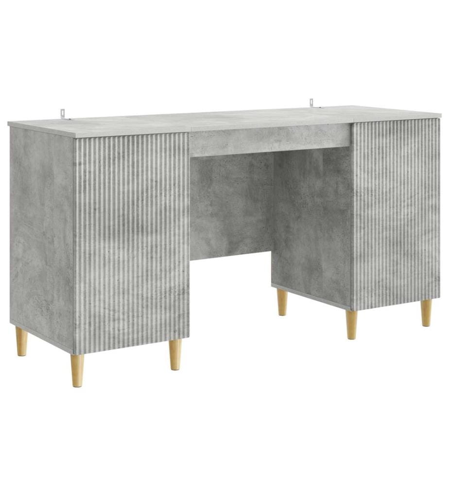 vidaXL Bureau Gris béton 142,5 x 50 x 75 cm Bois d'ingénierie
