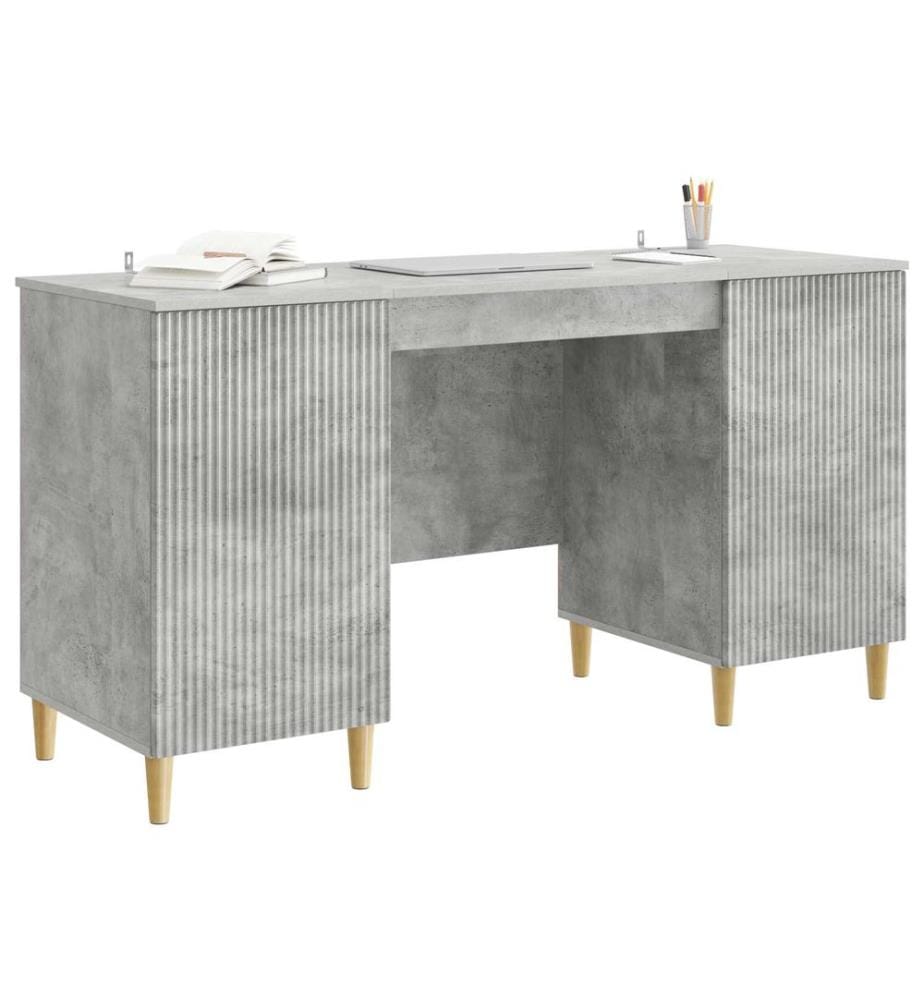 vidaXL Bureau Gris béton 142,5 x 50 x 75 cm Bois d'ingénierie