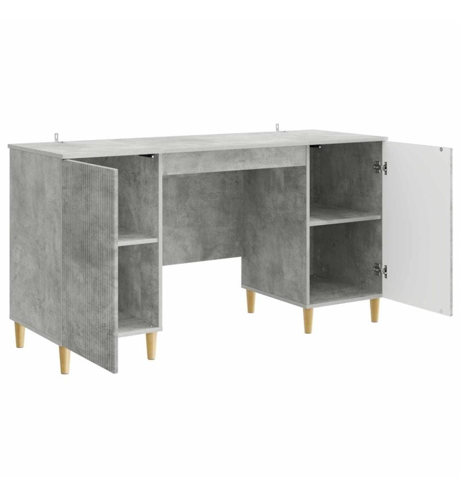 vidaXL Bureau Gris béton 142,5 x 50 x 75 cm Bois d'ingénierie