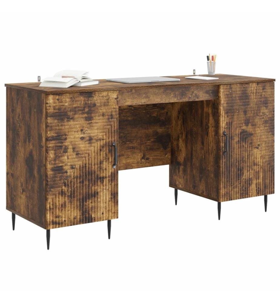 vidaXL Bureau Chêne fumé 142,5 x 50 x 75 cm Bois d'ingénierie