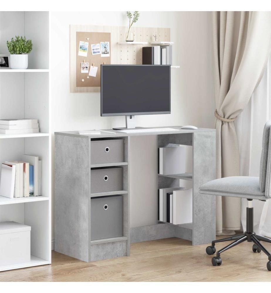 vidaXL Bureau Gris béton 100 x 40 x 75 cm Bois d'ingénierie