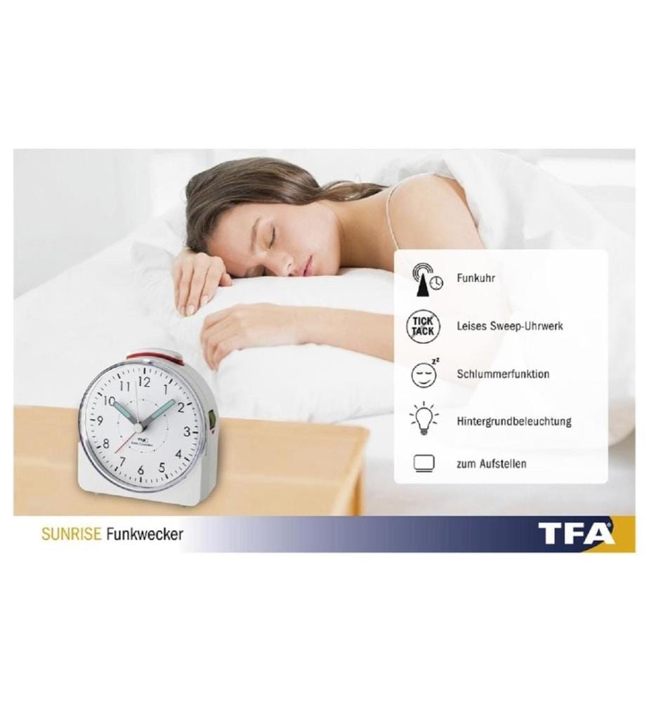 TFA DOSTMANN - Réveil radio-piloté Sunrise Blanc