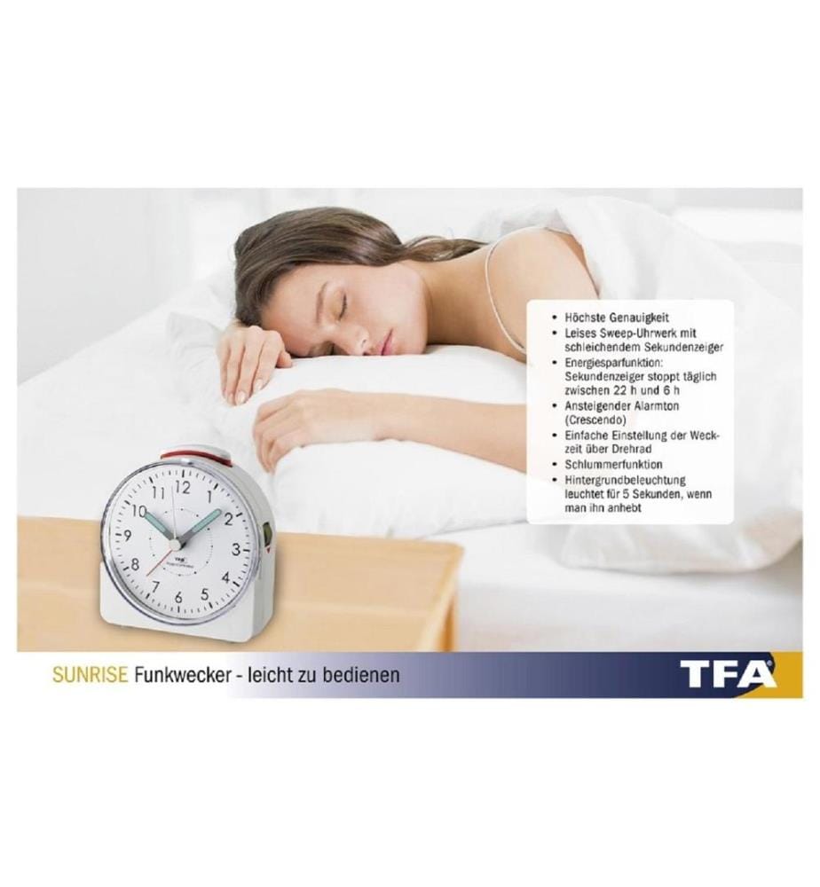 TFA DOSTMANN - Réveil radio-piloté Sunrise Blanc