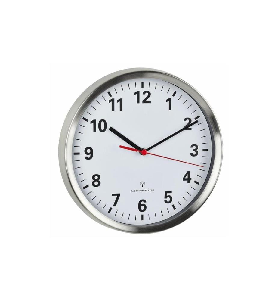 TFA DOSTMANN - Funk-Wanduhr Silber, Ø 22 cm