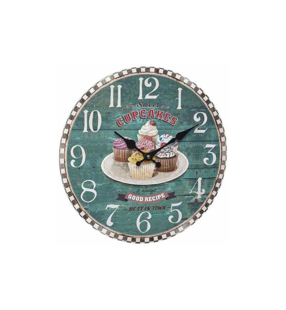 TFA DOSTMANN - Wanduhr Vintage Cupcakes Ø 33.7 cm, Mehrfarbig