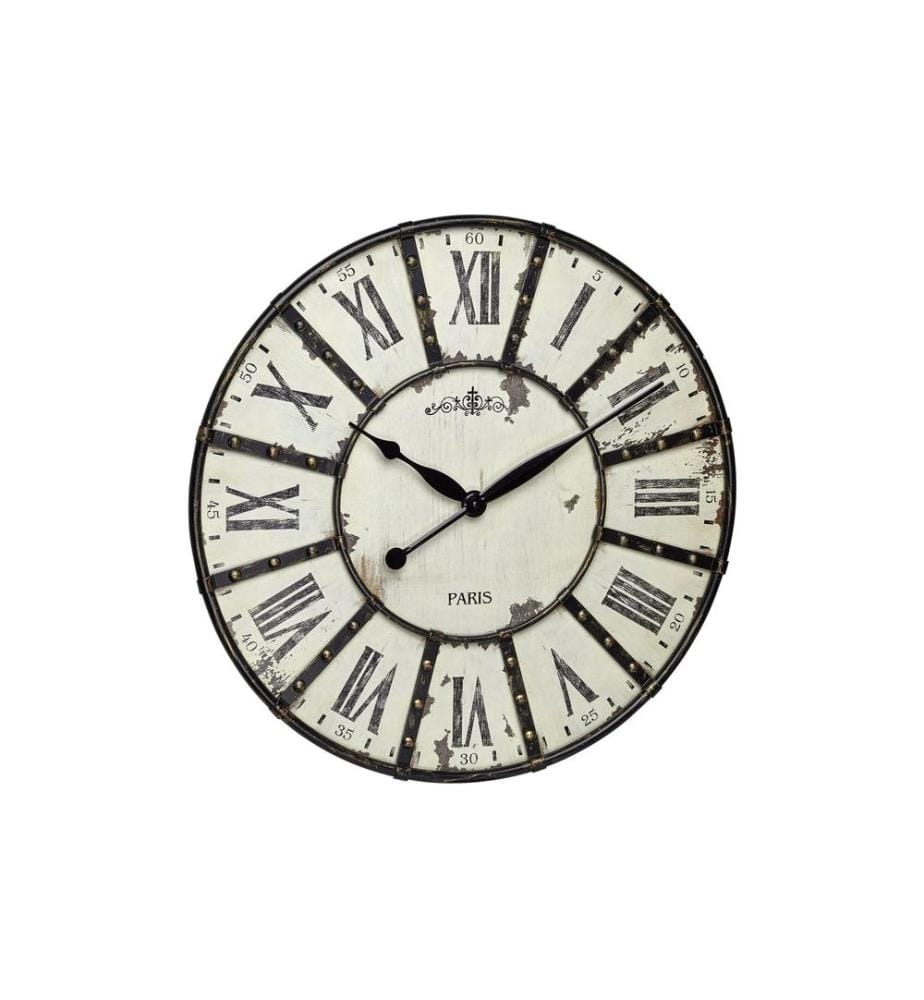 TFA DOSTMANN - Wanduhr Vintage XXL Ø 57 cm, Crème/Schwarz
