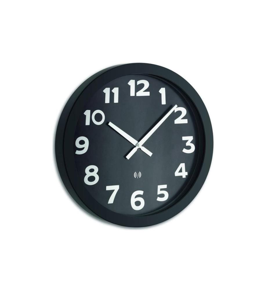 TFA DOSTMANN - Funk-Wanduhr XL mit Metallrahmen 40 cm, Schwarz/Silber