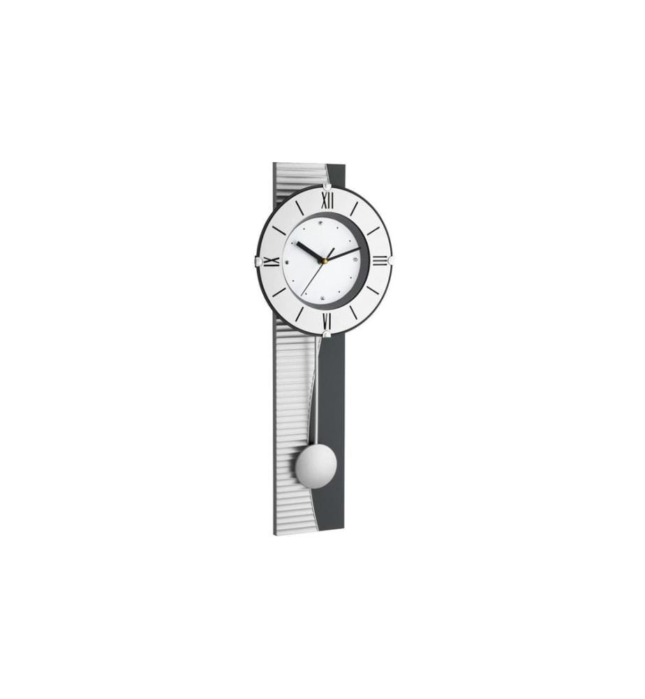 TFA DOSTMANN - Wanduhr XXL mit Pendel, Silber