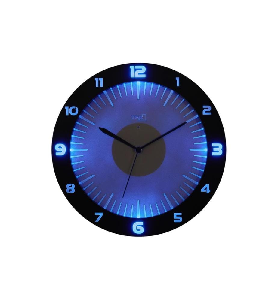 TFA DOSTMANN - Funk-Wanduhr Lumoclock mit farbiger Beleuchtung Schwarz