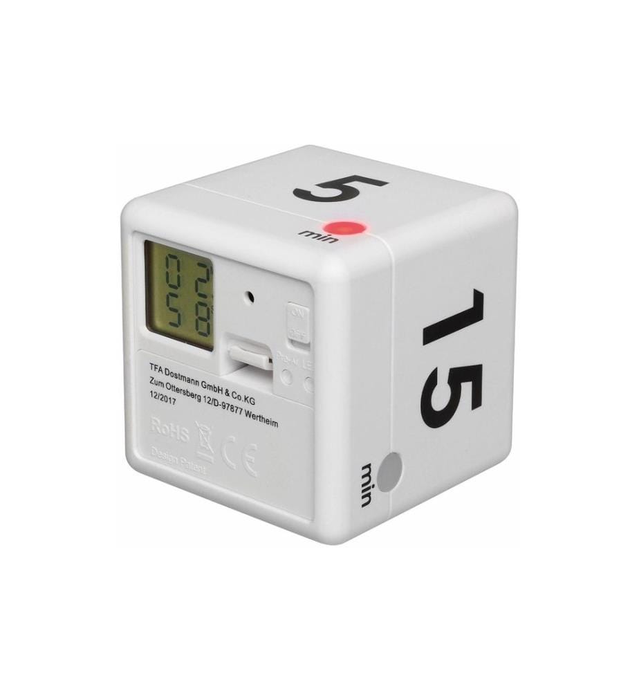 TFA DOSTMANN - Minuteur de cuisine Cube Blanc