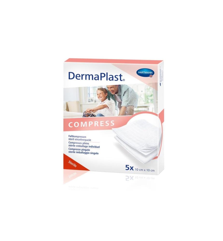 DermaPlast - Faltkompresse Compress steril 10 cm x 10 cm, 5 x 2 Stück