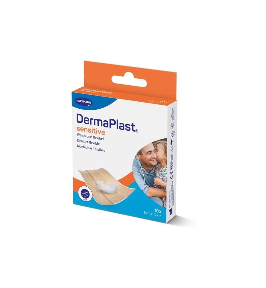 DermaPlast - Sensitive Schnellverband beige 8 x 10 cm 10 Stück