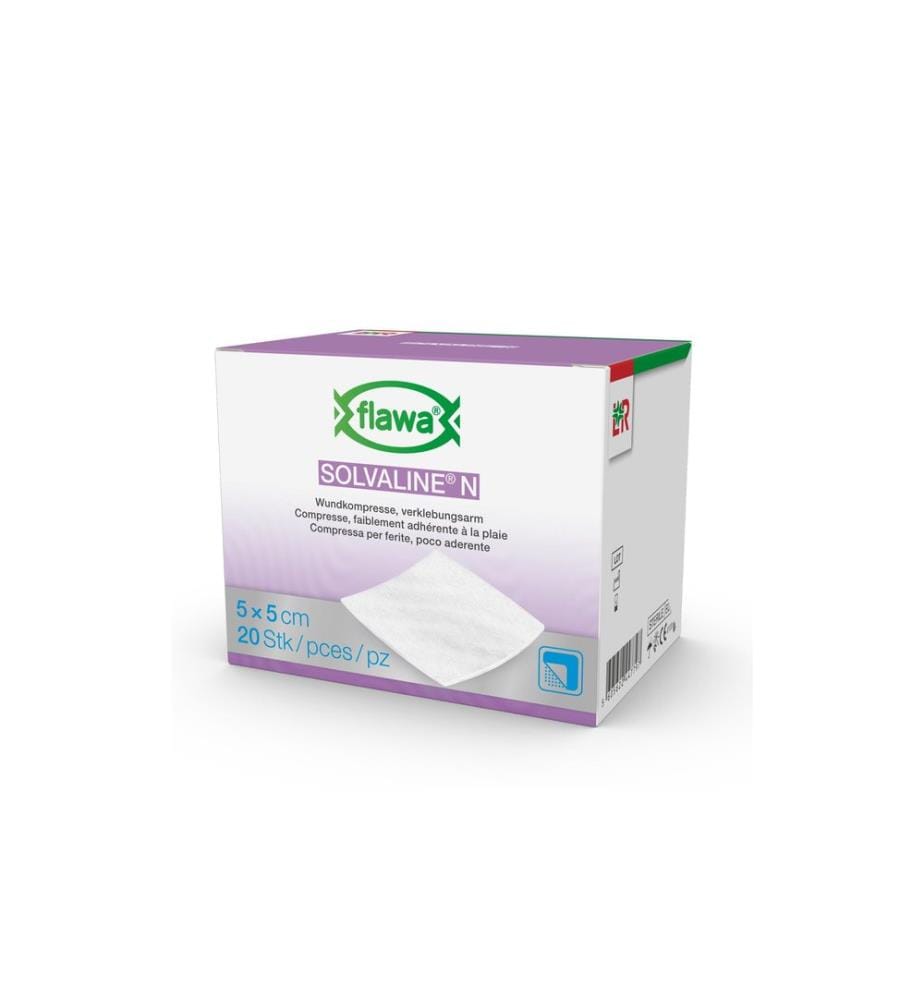 FLAWA - Compresse Solvaline N stérile 5 x 5 cm, 20 pièces