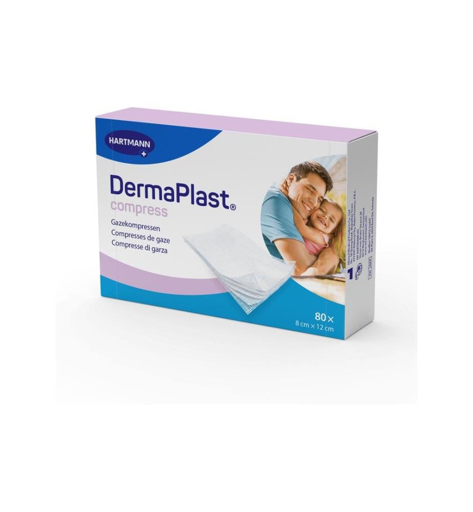 DermaPlast - Gazekompresse steril 8 cm x 12 cm 80 Stück