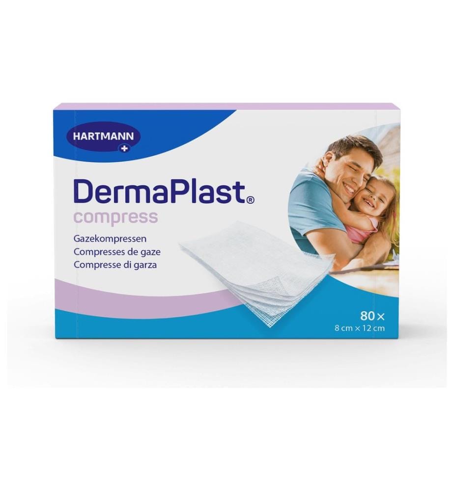 DermaPlast - Gazekompresse steril 8 cm x 12 cm 80 Stück