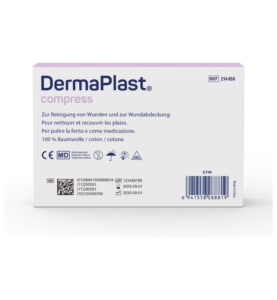 DermaPlast - Gazekompresse steril 8 cm x 12 cm 80 Stück