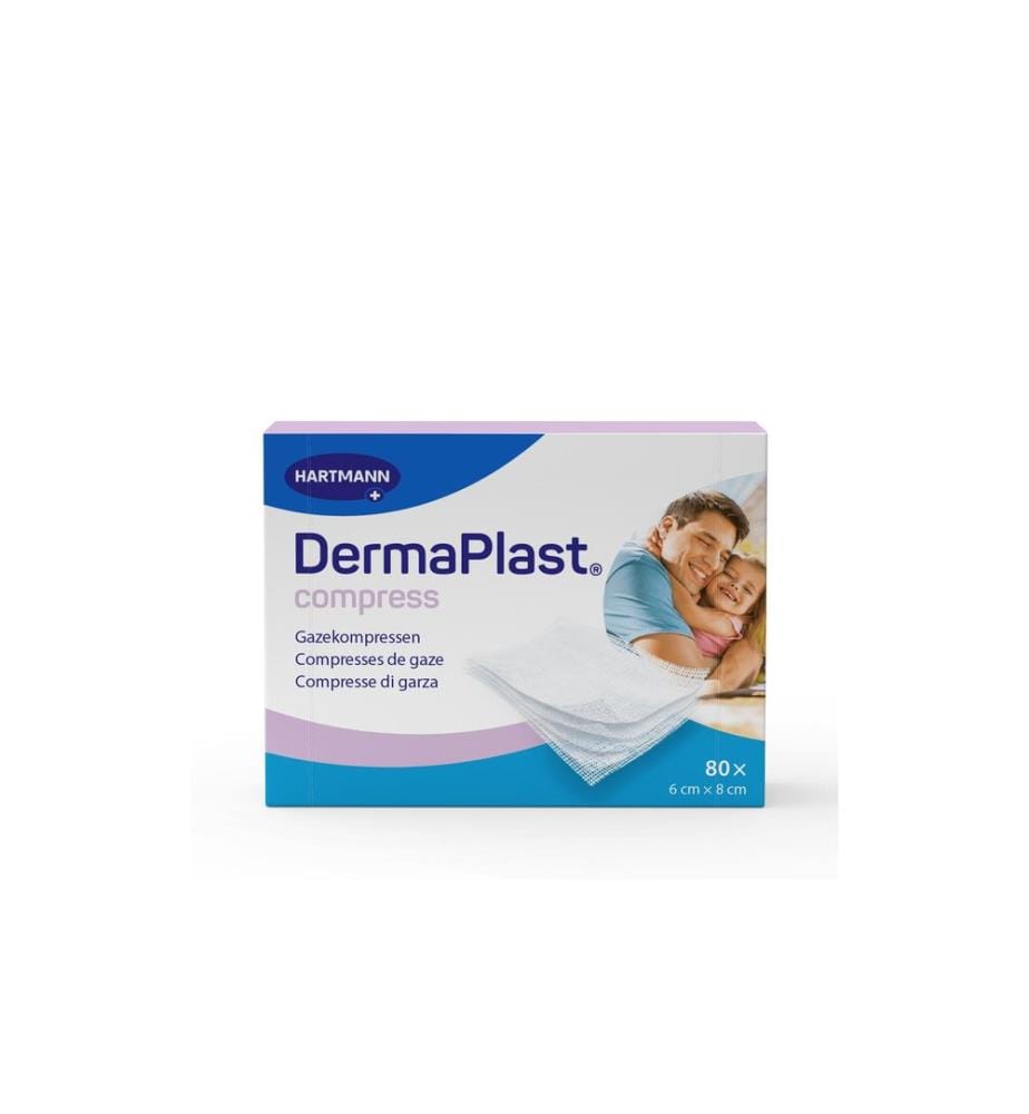 DermaPlast - Compresses de gaze Compress 6 x 8 cm, 80 pièces