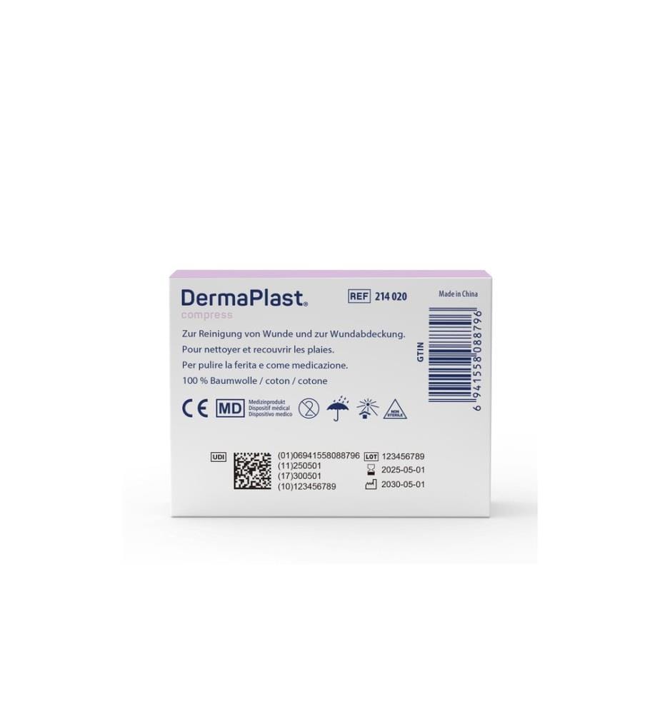 DermaPlast - Compresses de gaze Compress 6 x 8 cm, 80 pièces