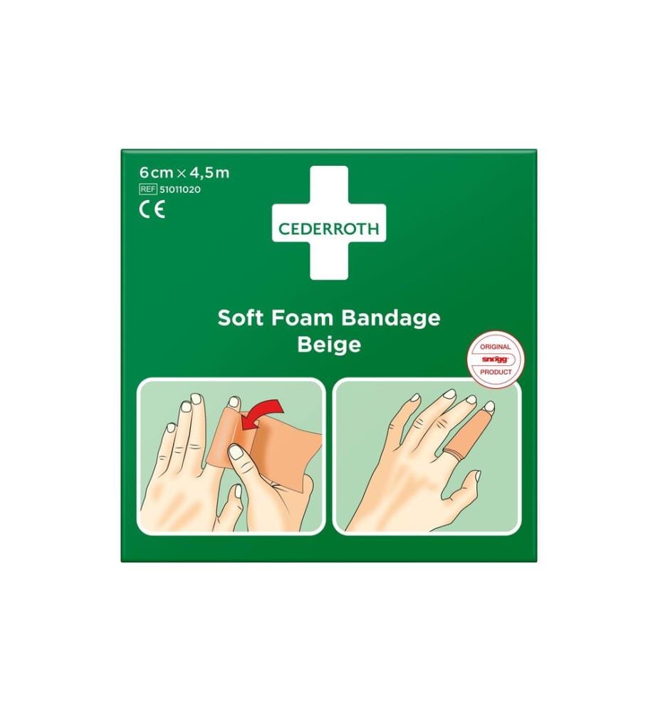 Cederroth - Soft foam Bandage beige, selbstklebend 4.5 m x 6 cm, 1 Stück