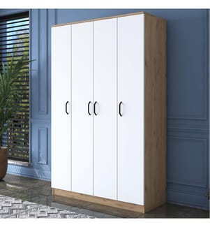 Armoire, noyer, blanc, panneaux de particules mélaminés