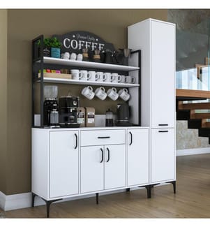 Armoire multifonctionnelle, blanche, en panneaux de particules mélaminés de qualité E1