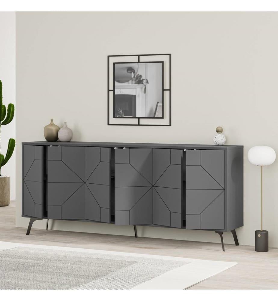 Console, anthracite, panneau de particules mélaminé