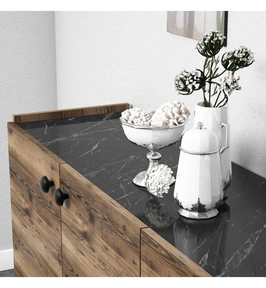 Console, noyer, panneau de particules mélaminé