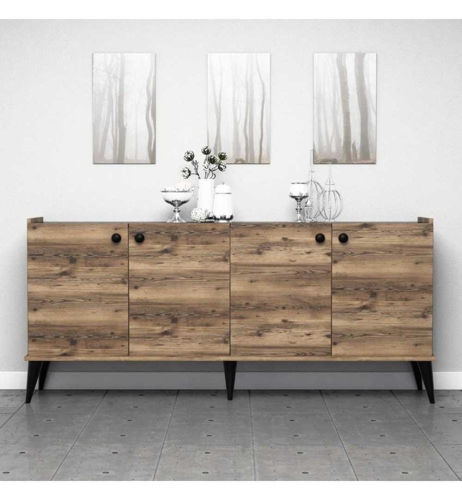 Console, noyer, panneau de particules mélaminé
