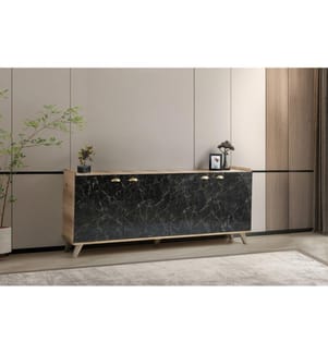 Console, chêne, marbre, panneaux de particules mélaminés