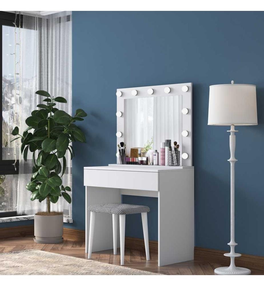 Table de maquillage blanche en aggloméré de qualité E1 revêtu de mélamine