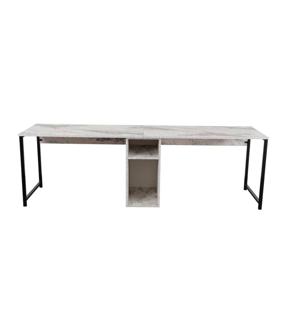 Bureau d'étude, Freesia, Marbre, Noir, Panneau de particules 100% recouvert de mélamine