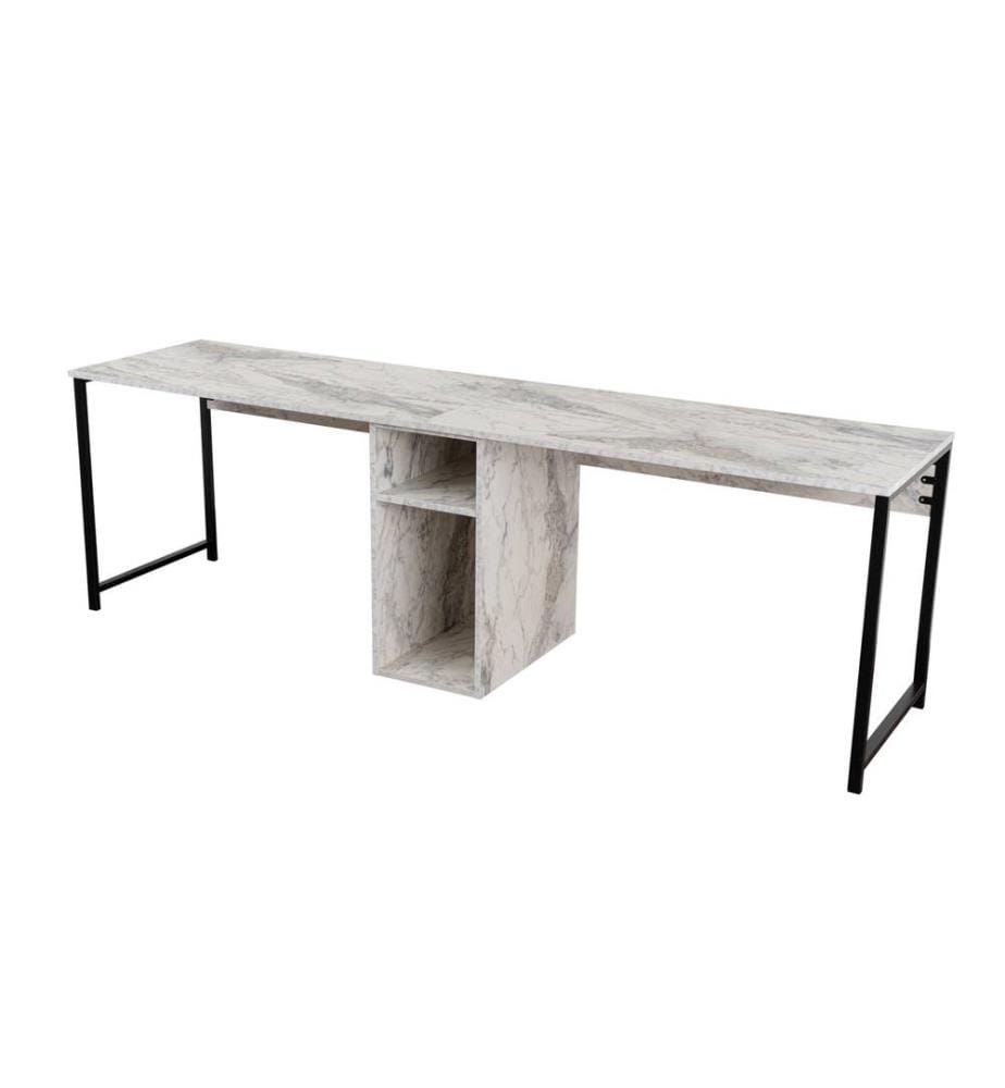 Bureau d'étude, Freesia, Marbre, Noir, Panneau de particules 100% recouvert de mélamine