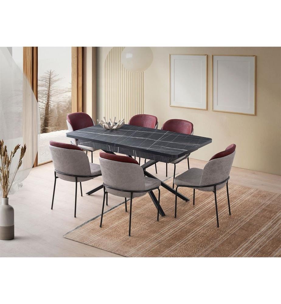 Extendable Dining Table, Black, White, 100% MELAMINE COATED PARTICLE BOARD
