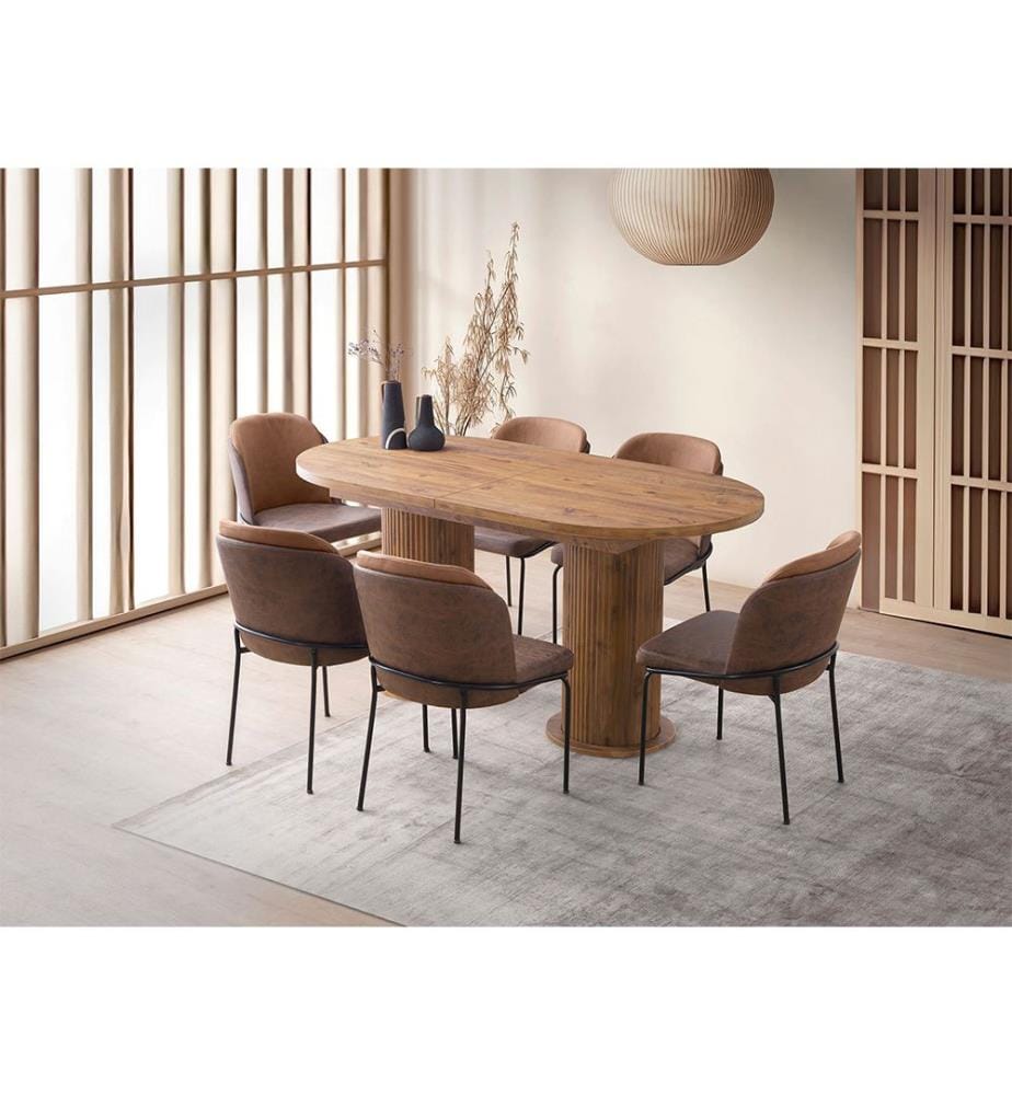 Extendable Dining Table, Walnut, 100% MELAMINE COATED PARTICLE BOARD