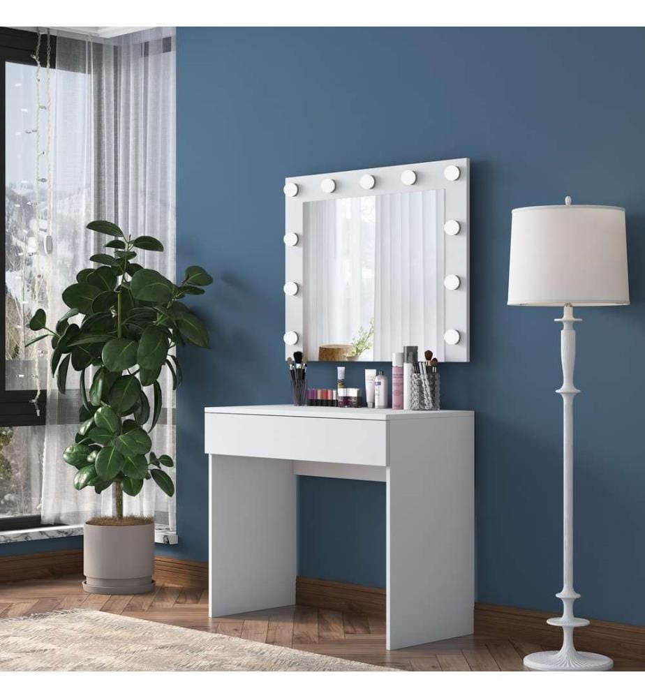 Table de maquillage blanche en aggloméré de qualité E1 revêtu de mélamine