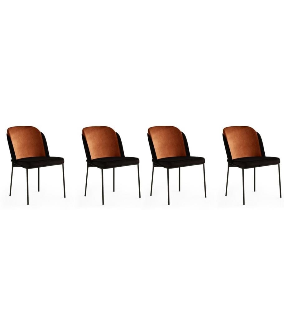 Stuhlset, 4-teilig, Bronze, Schwarz, Gestell
